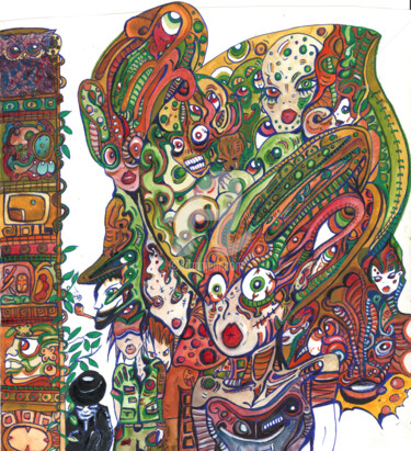 绘画 标题为“LA JUNGLA.jpg” 由Charly Araña, 原创艺术品, 水彩