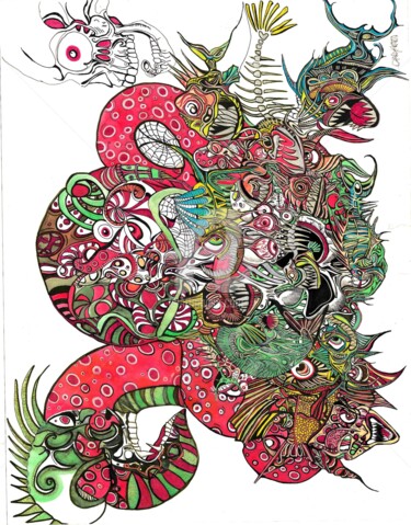 "Piranhas" başlıklı Tablo Charly Araña tarafından, Orijinal sanat, Akrilik