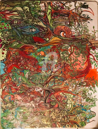 Pittura intitolato "La Forêt et ses Sec…" da Charly Araña, Opera d'arte originale, Acrilico