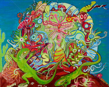 Painting titled "L'OEUF" by Charly Araña, Original Artwork, Acrylic