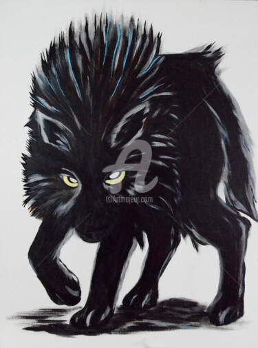 Painting titled "WOLF" by Charly Araña, Original Artwork, Acrylic