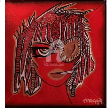 Painting titled "BLOOD" by Charly Araña, Original Artwork, Acrylic Mounted on Wood Stretcher frame