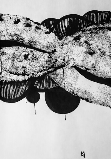 Peinture intitulée "Symbioses 10" par Charly Bonneau, Œuvre d'art originale, Encre