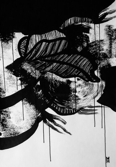 Peinture intitulée "Symbioses 16" par Charly Bonneau, Œuvre d'art originale, Encre