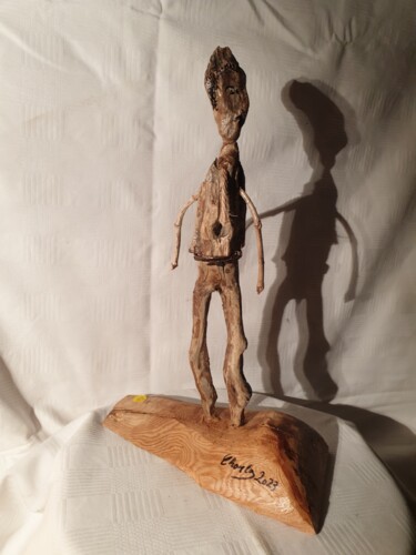Скульптура под названием "Lucky luke" - Charly Carpentier, Подлинное произведение искусства, Дерево
