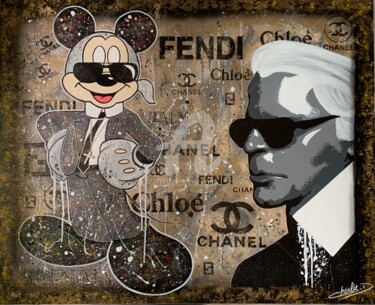 Schilderij getiteld "Mickey Lagerfeld" door Charlie D, Origineel Kunstwerk, Acryl