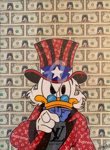 Painting titled "Picsou Dollars" by Charlie D, Original Artwork, Acrylic