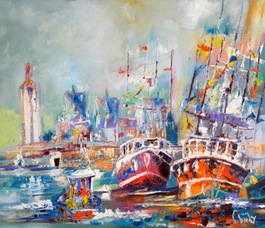 Painting titled "Bretagne, Concarneau" by Charly, Original Artwork, Oil