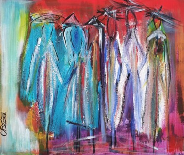 Painting titled "Les demoiselles" by Charlyne Pacôme, Original Artwork, Acrylic Mounted on Wood Stretcher frame
