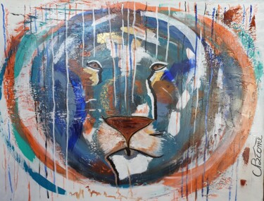 Peinture intitulée "Le lion pop" par Charlyne Pacôme, Œuvre d'art originale, Acrylique Monté sur Châssis en bois