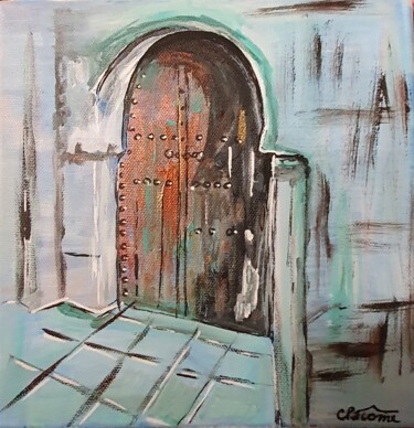 Painting titled "La porte" by Charlyne Pacôme, Original Artwork, Acrylic Mounted on Wood Stretcher frame