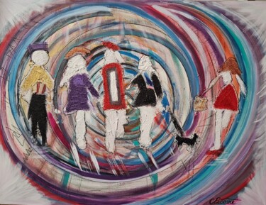 Painting titled "Retour vers le futur" by Charlyne Pacôme, Original Artwork, Acrylic Mounted on Wood Stretcher frame
