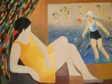 Peinture intitulée "Vue sur la plage" par Charraz, Œuvre d'art originale