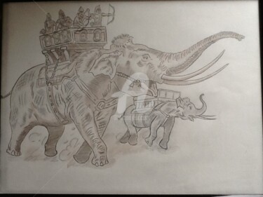 Dessin intitulée "Elephant" par Charrub, Œuvre d'art originale