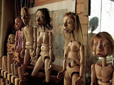 Sculpture intitulée "groupe de 5 marionn…" par Pierre Chassaing, Œuvre d'art originale
