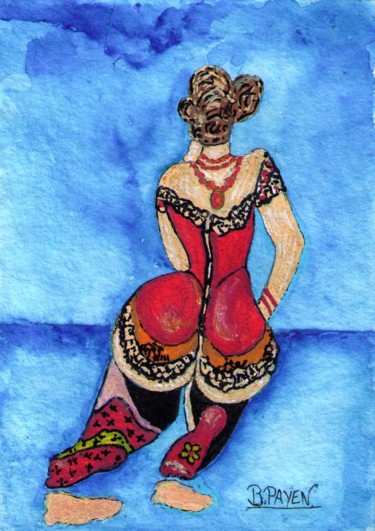 Miniature Josépha très colorée 17x12 cm © par B.PAYEN