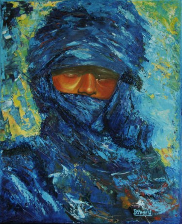 HOMME BLEU LE GUERRIER DU DÉSERT 40x50 cm ©2017 par B.PAYEN