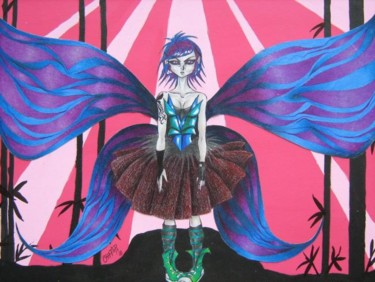 Dibujo titulada "Papillon" por Lalo Chator, Obra de arte original