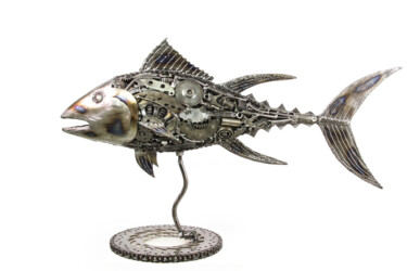 Sculpture intitulée "Tuna fish scrap met…" par Chatree Choorachatatorn (Mari9art), Œuvre d'art originale, Métaux