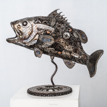 Sculpture intitulée "Seabass fish scrap…" par Chatree Choorachatatorn (Mari9art), Œuvre d'art originale, Métaux