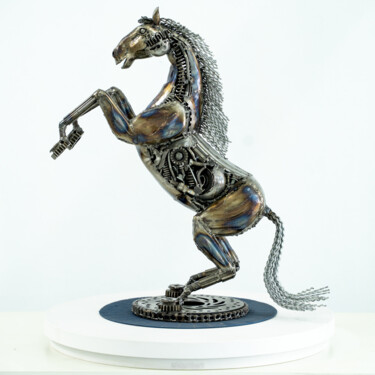 Sculpture intitulée "The rocket horse me…" par Chatree Choorachatatorn (Mari9art), Œuvre d'art originale, Métaux