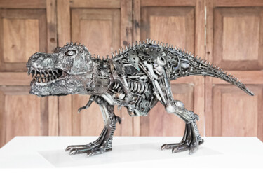 Sculpture intitulée "Dinosaur Trex metal…" par Chatree Choorachatatorn (Mari9art), Œuvre d'art originale, Métaux