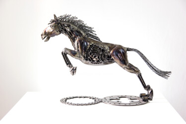 Sculpture intitulée "Horse metal sculptu…" par Chatree Choorachatatorn (Mari9art), Œuvre d'art originale, Métaux