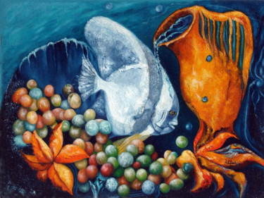 Peinture intitulée "Source des Maldives" par Chatys Lydia, Œuvre d'art originale, Huile