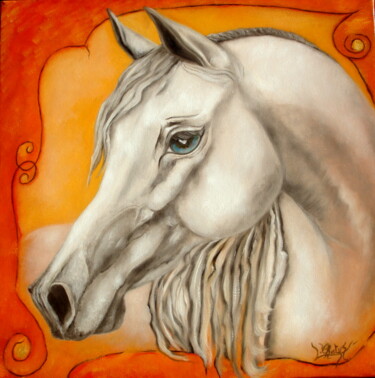 Painting titled "L'OR BLANC" by Chatys Lydia, Original Artwork, Oil Mounted on Wood Stretcher frame
