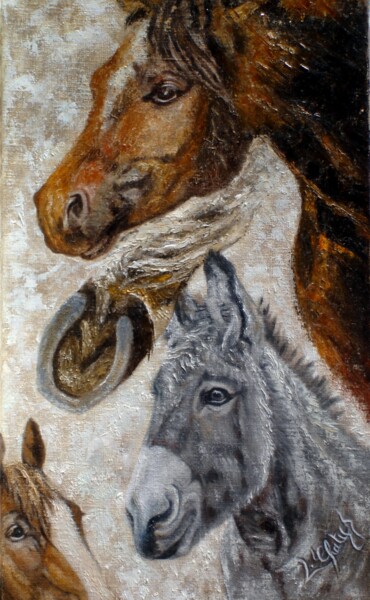 Painting titled "Portrait d'un Sabot" by Chatys Lydia, Original Artwork, Oil Mounted on Wood Stretcher frame
