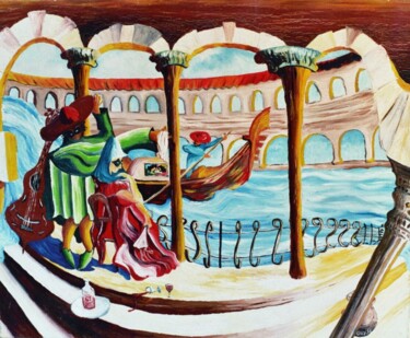 Peinture intitulée "Roméo et Juliette" par Chauquo Devinmini, Œuvre d'art originale, Huile Monté sur Châssis en bois