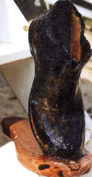 Sculpture intitulée "black foot" par Chauquo Devinmini, Œuvre d'art originale, Bois