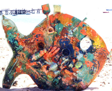 Collages intitulée "plastics fish" par Chauquo Devinmini, Œuvre d'art originale, Collages