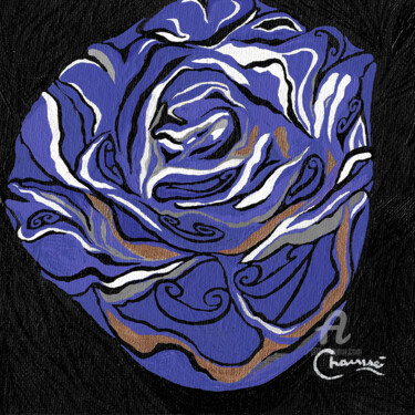 Purple Rose Painting titled "Purple Rose" by Genevieve Chausse, Original Art, Acrylic
