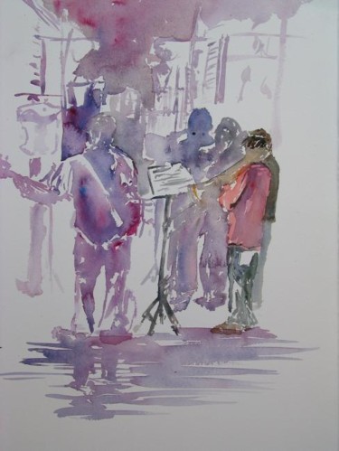 Peinture intitulée "Musiciens de rue" par Frédéric Chauvain, Œuvre d'art originale