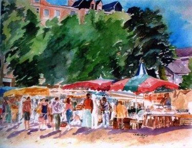 Peinture intitulée "le marché" par Frédéric Chauvain, Œuvre d'art originale