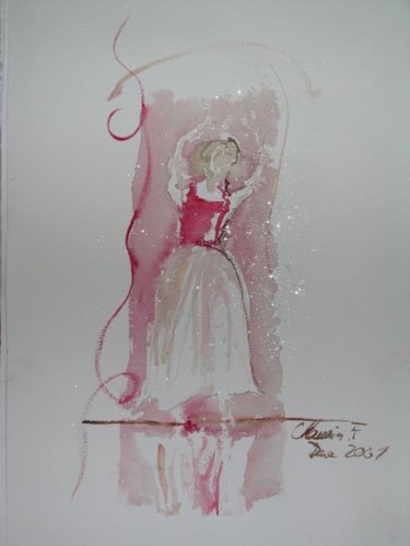 Peinture intitulée "Série Rose - Danse 4" par Frédéric Chauvain, Œuvre d'art originale