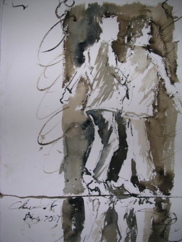 Peinture intitulée "Série Couple - Dans…" par Frédéric Chauvain, Œuvre d'art originale