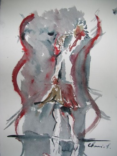 Peinture intitulée "Série Rouge - Danse…" par Frédéric Chauvain, Œuvre d'art originale