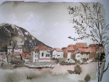 Peinture intitulée "Village perdu" par Frédéric Chauvain, Œuvre d'art originale