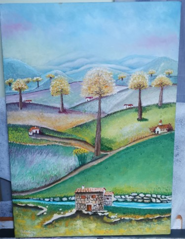 Pintura intitulada "Moinho na serra" por Catarina Noval, Obras de arte originais, Óleo