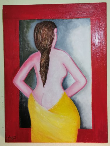 Pintura intitulada "Mulher ao espelho" por Catarina Noval, Obras de arte originais, Óleo