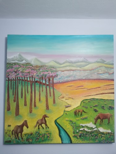 Pintura intitulada "Cavalos" por Catarina Noval, Obras de arte originais, Óleo