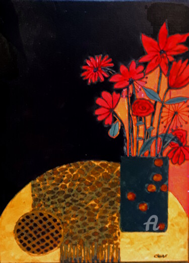 Картина под названием "Tarte aux cerises" - Chavi, Подлинное произведение искусства, Акрил Установлен на Деревянная рама для…