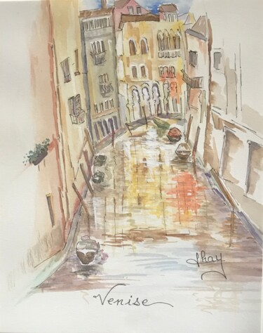 Painting titled "Venise" by Marie-Noelle Chauny, Original Artwork, Watercolor
