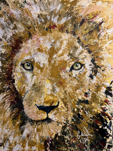 Pittura intitolato "FORCE - lion" da Marie-Noelle Chauny, Opera d'arte originale, Acrilico