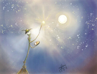 Digital Arts titled "Share the Light" by Marie-Noelle Chauny, Original Artwork, Pencil