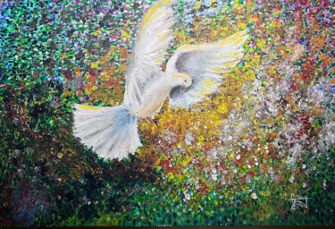 Pintura titulada "Fly for Peace" por Marie-Noelle Chauny, Obra de arte original, Acrílico Montado en Bastidor de camilla de…