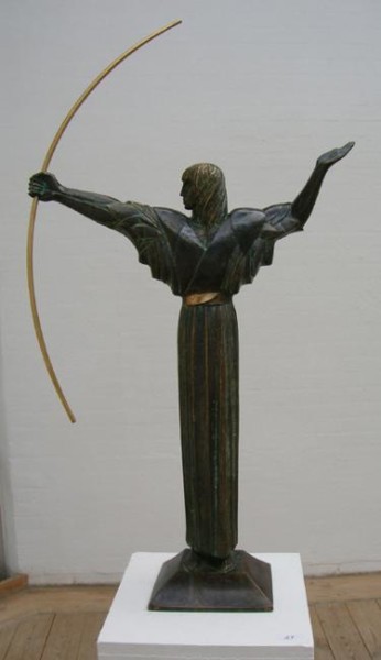 Sculpture titled "Free Archer" by Chayka, Original Artwork, Metals