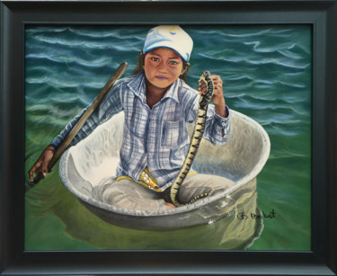Peinture intitulée "Le Petit Khmer" par Christine Bobst, Œuvre d'art originale, Acrylique